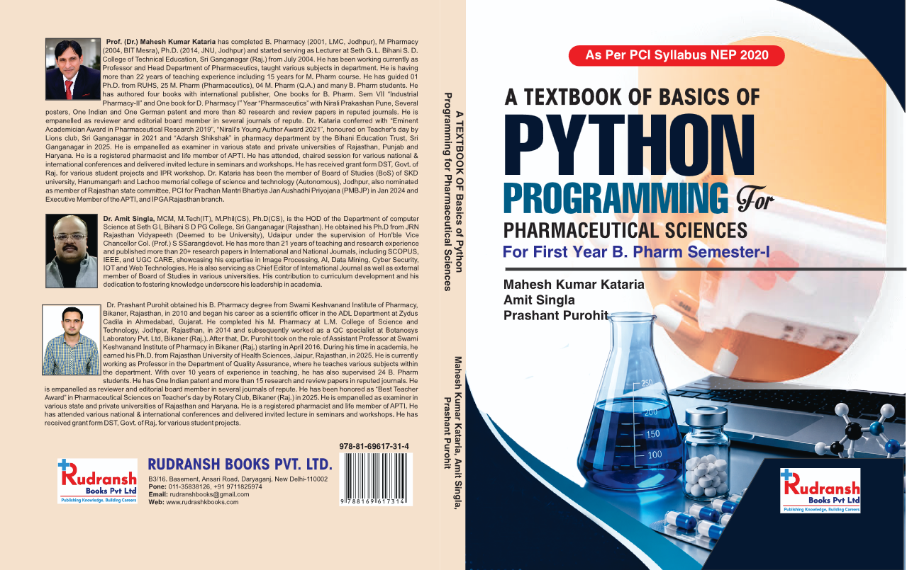Basics of Phython Programming for Pharmaceutical Sciences B.PHARM. AS PER PCI (NEP-2020)